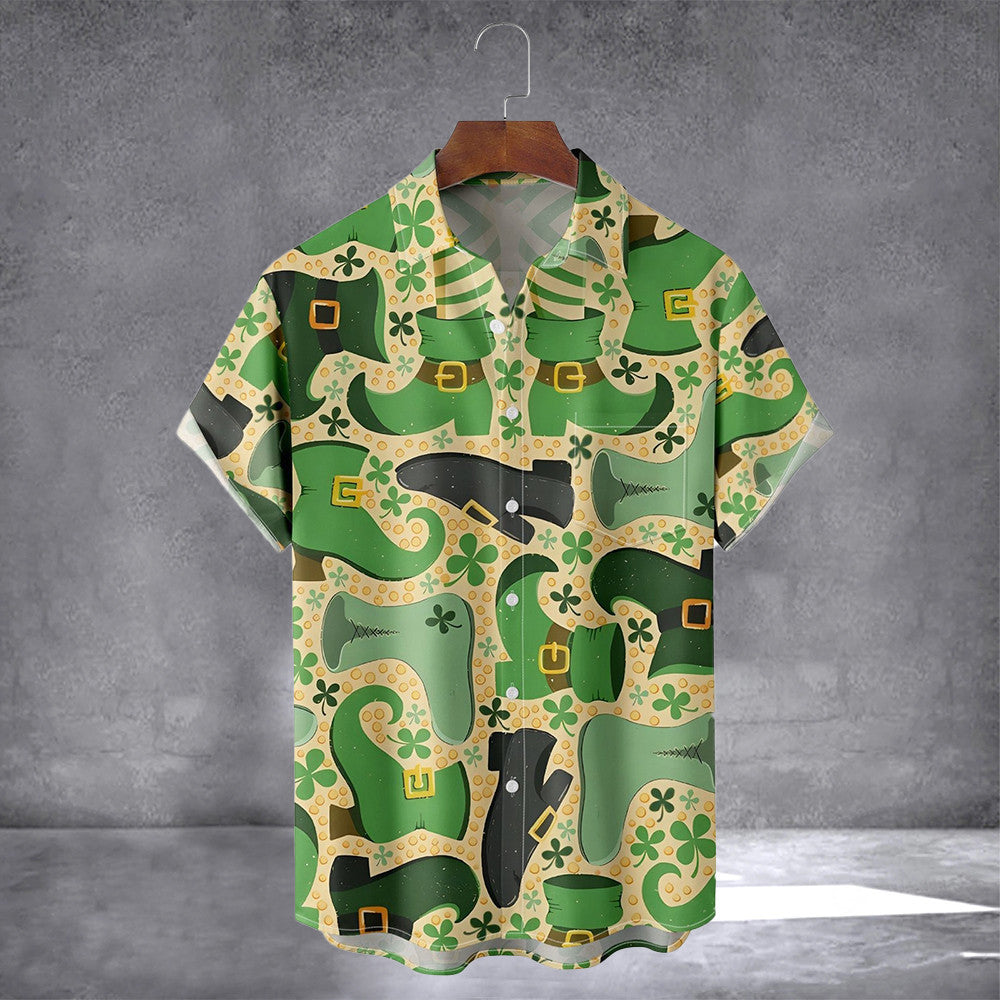 St. Patrick's Day Shamrock Hawaiian Shirt With Pocket Funny Holiday Shirt Gifts For Boyfriend - Famerry