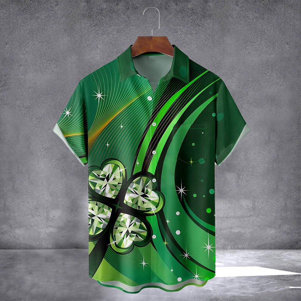 St. Patrick's Day Shamrock Hawaiian Shirt With Pocket Holiday Button Up Shirt Irish Gifts - Famerry