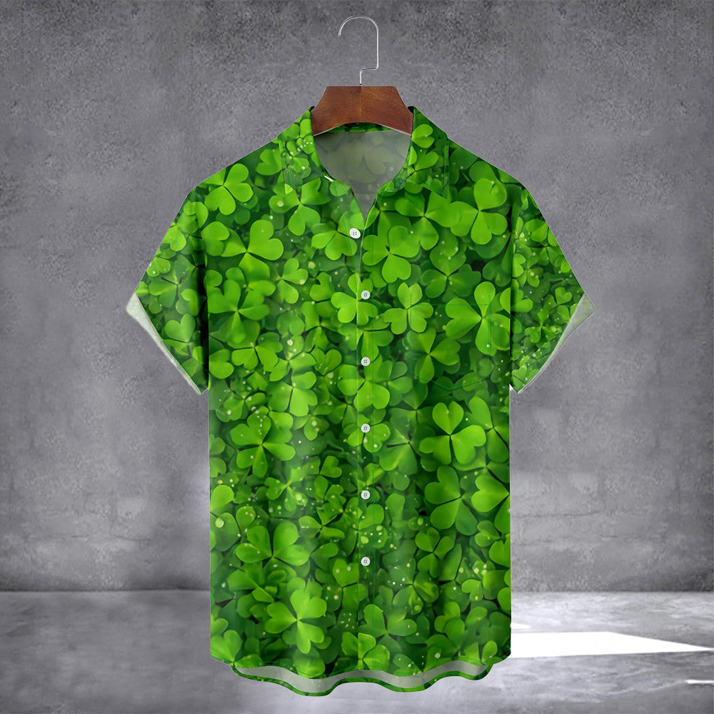 St Patrick's Day Shamrock Hawaiian Shirt With Pocket March 17 Holiday Shirt Dudes Gifts - Famerry