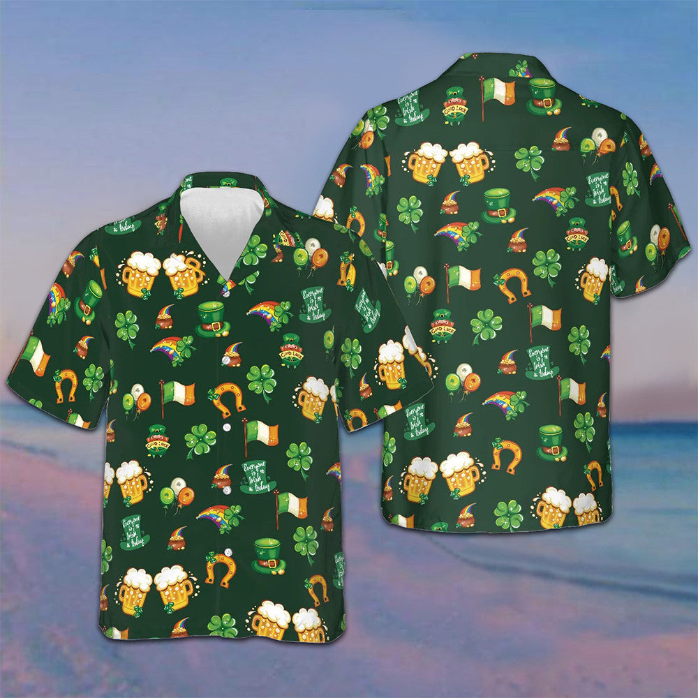St Patrick's Day Symbol Seamless Pattern Hawaiian Shirt Button Up Shirt Gifts For Irish - Famerry