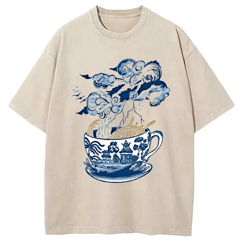 Storm In A Teacup Washed T-Shirt Trendy Everyday Casual Outfit Gifts For Her - Gypsysystersgift
