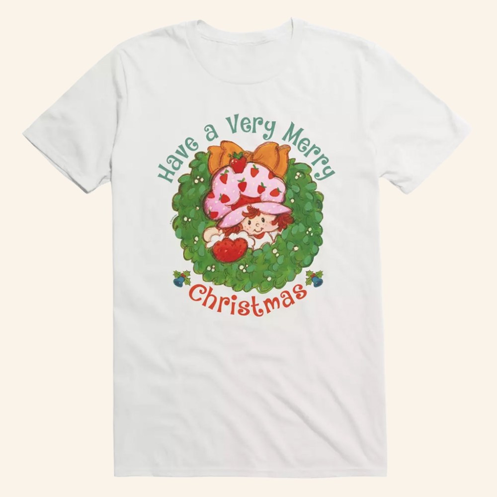 Strawberry Shortcake Merch Strawberry Shortcake Merry Christmas Wreath T-Shirt Gifts For Wife - Gypsysystersgift
