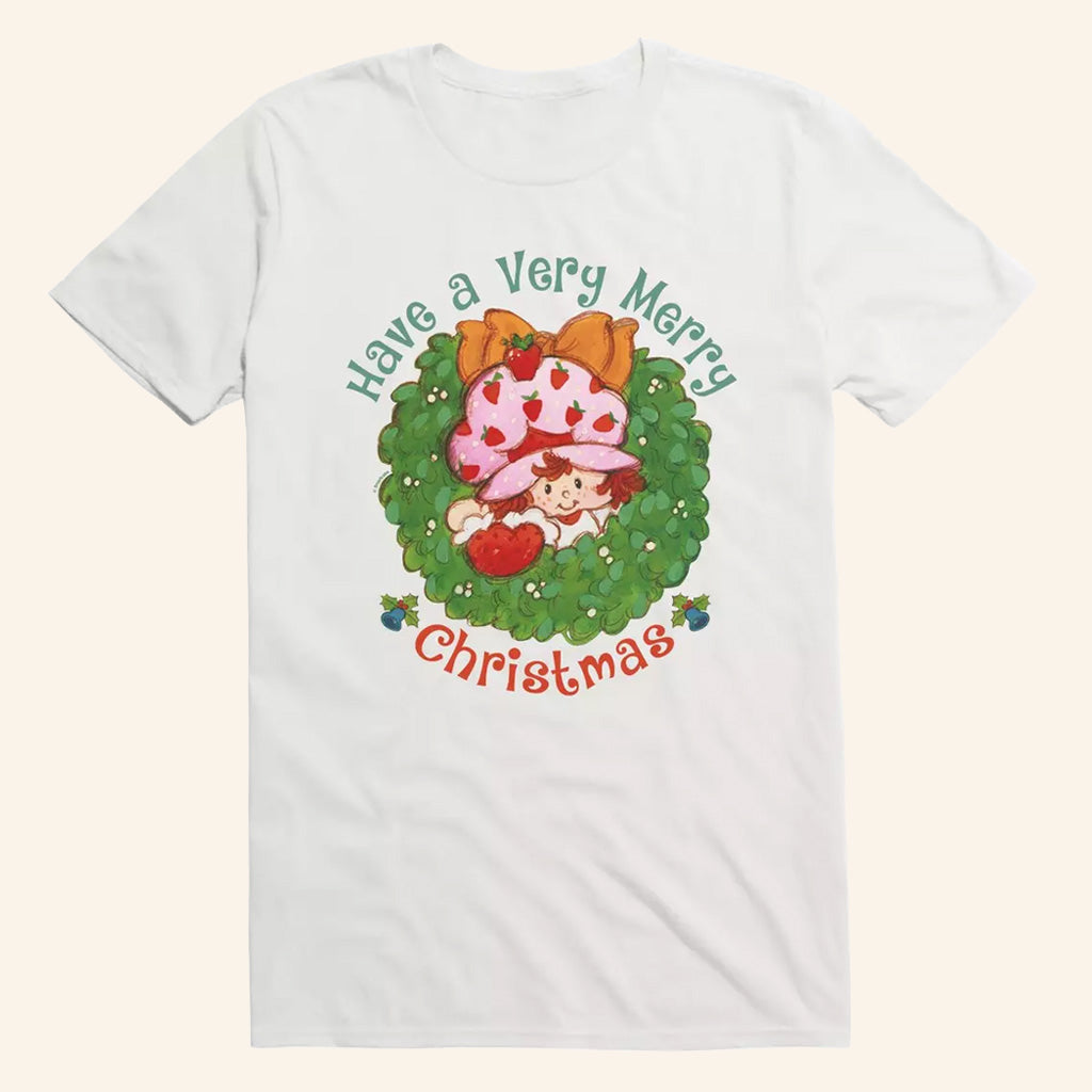 Strawberry Shortcake Merch Strawberry Shortcake Merry Christmas Wreath T-Shirt Gifts For Wife - Gypsysystersgift