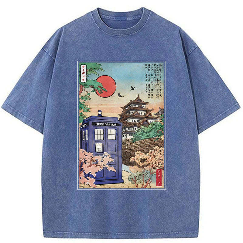 Tardis in Japan Washed T-Shirt Funny Quote Unisex Shirt Gifts For Him - Gypsysystersgift