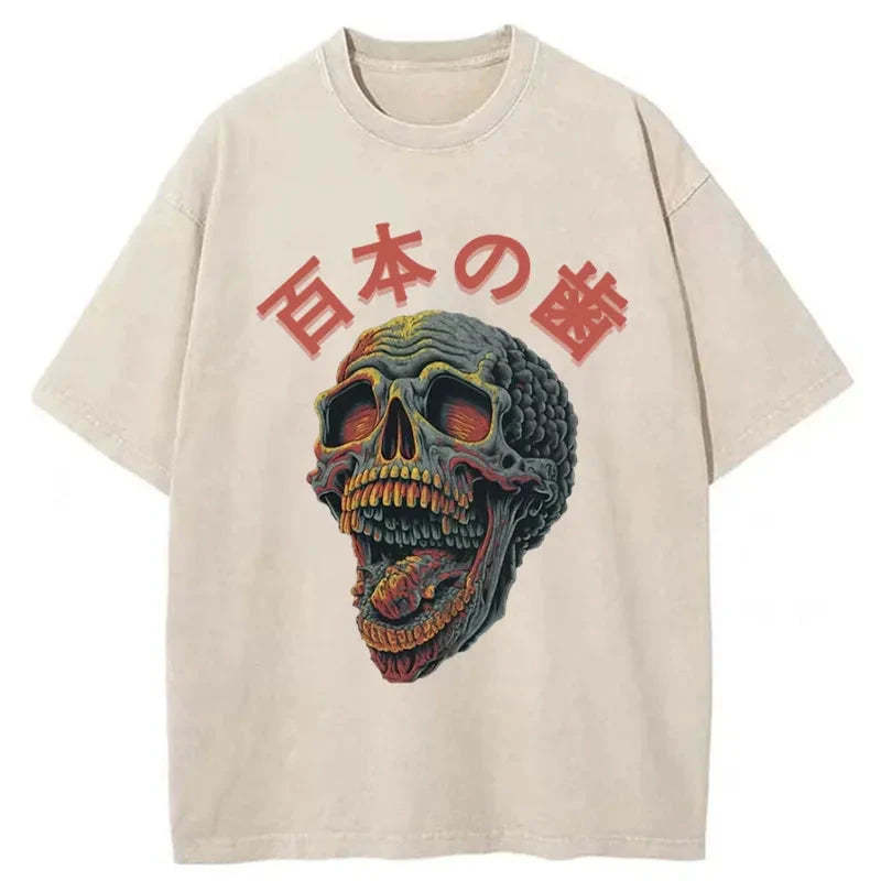 Terrifying And Disgusting Skull Washed T-Shirt Funny Aesthetic Trendy Apparel Gifts For Her - Gypsysystersgift