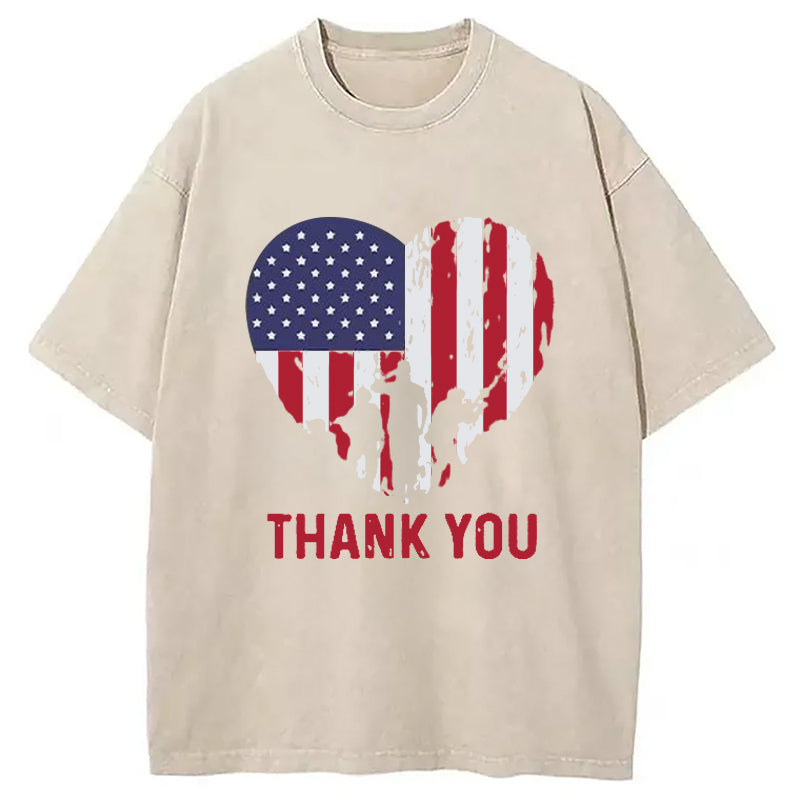 Thank You Memorial Day Washed T-Shirt Cool Graphic Tee For Men Women Gifts For Him - Gypsysystersgift