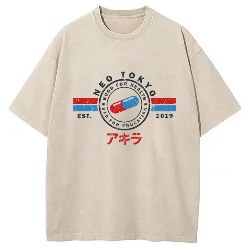 The Capsules Neo Tokyo Washed T-Shirt Retro Humor Outfit Idea Gifts For Him - Gypsysystersgift