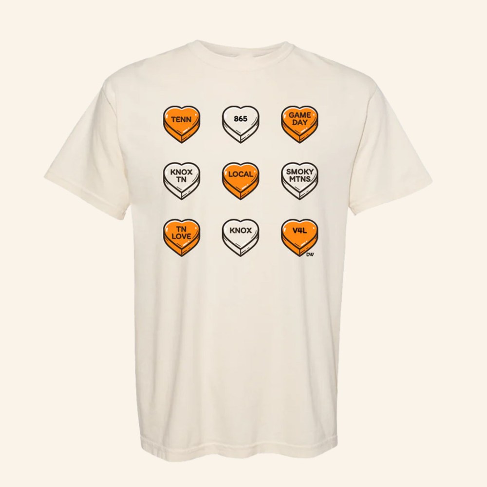 The Dw Designs Merch The Tenn Gameday Candy Hearts T-Shirt Gifts For Sister - GypsysystersGift