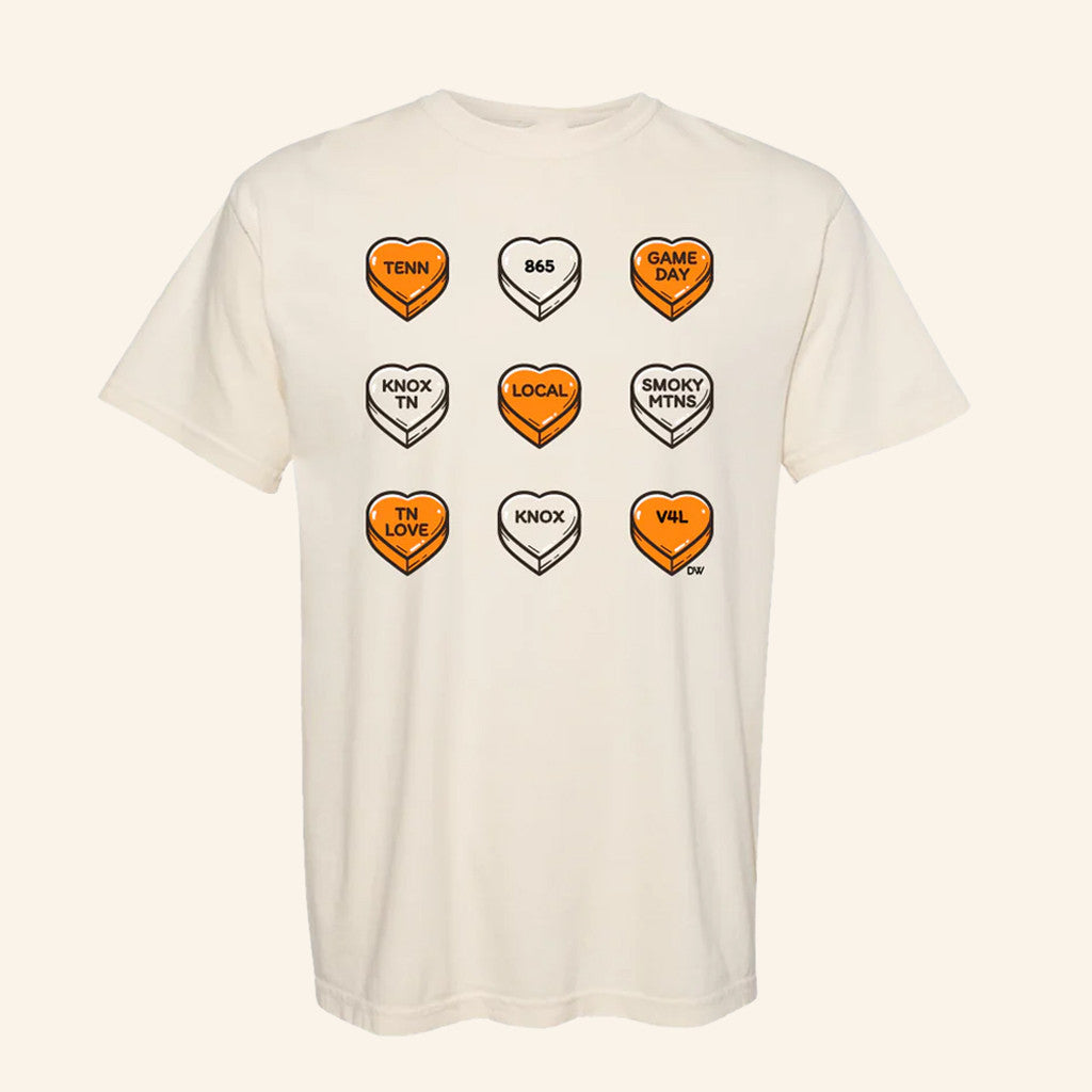 The Dw Designs Merch The Tenn Gameday Candy Hearts T-Shirt Gifts For Sister - GypsysystersGift
