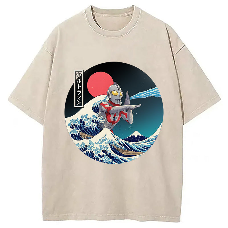 The Great Ultraman Washed T-Shirt Soft Cotton Daily Wear Tee Gifts For Him - Gypsysystersgift