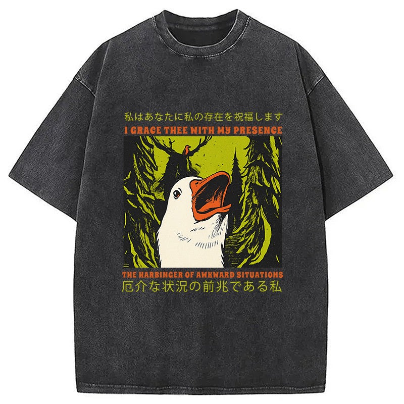The Harbinger of Awkward Situations Funny Goose Washed T-Shirt Cool Graphic Tee For Men Women Gifts For Him - Gypsysystersgift