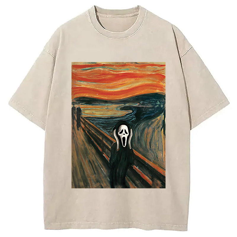 The Scream Parody Washed T-Shirt Unique Aesthetic Fashion Tee Gifts For Her - Gypsysystersgift