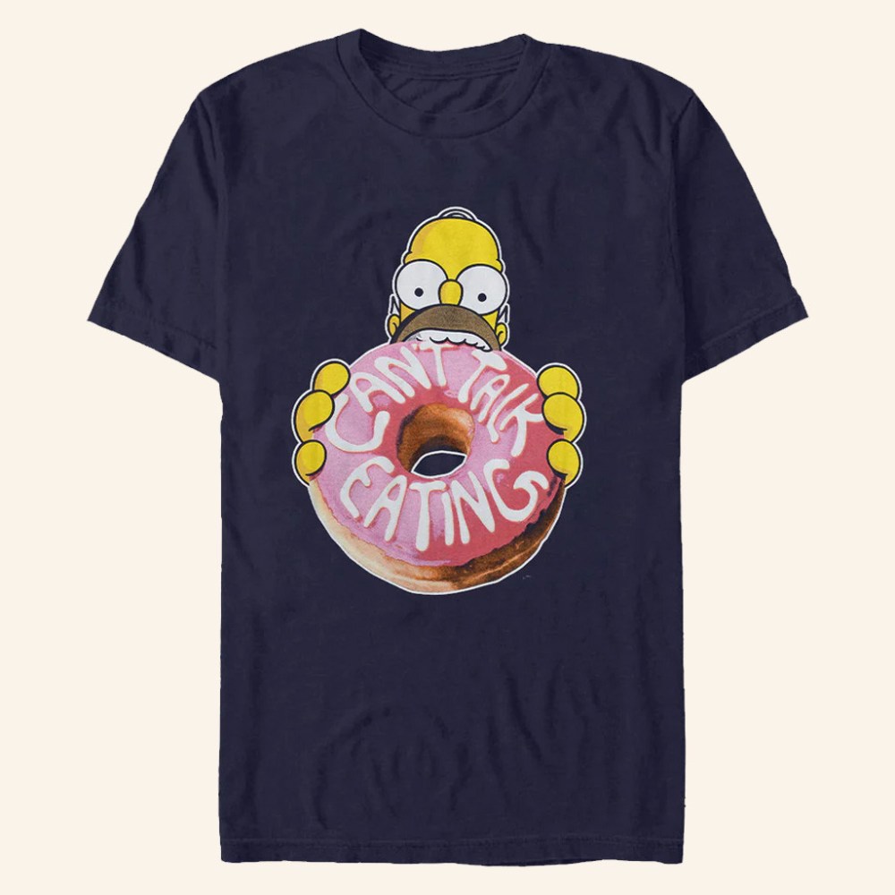 The Simpsons Merch Donut T-Shirt Can't Talk Eating Shirt Unique Gifts For Him - GypsysystersGift