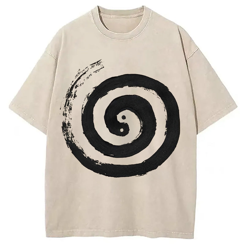 The Tai Chi Yin Yang Cycle of Life Washed T-Shirt Funny Graphic Gift For Friends Gifts For Her - Gypsysystersgift