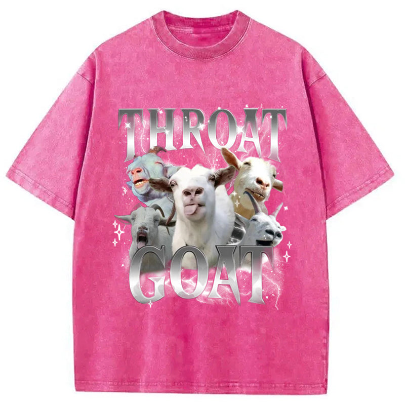 Throat Goat Funny Meme Washed T-Shirt Trendy Everyday Casual Outfit Gifts For Him - Gypsysystersgift