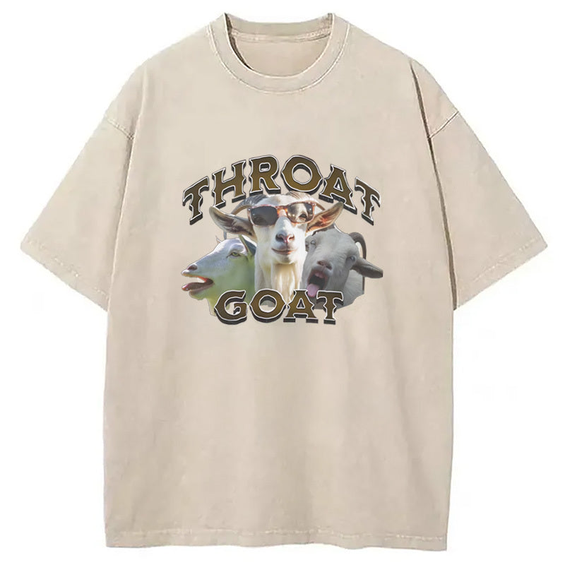Throat Goats Meme Washed T-Shirt Everyday Comfort Graphic Shirt Gifts For Him - Gypsysystersgift