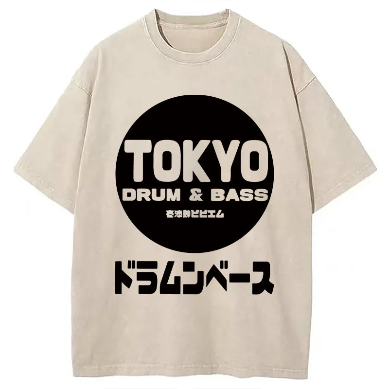 Tokyo DnB Japanese Washed T-Shirt Retro Streetwear Graphic Top Gifts For Him - Gypsysystersgift