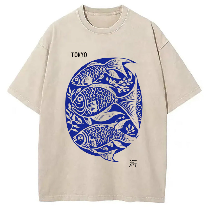 Tokyo Sea Life Park Washed T-Shirt Unique Aesthetic Fashion Tee Gifts For Her - Gypsysystersgift