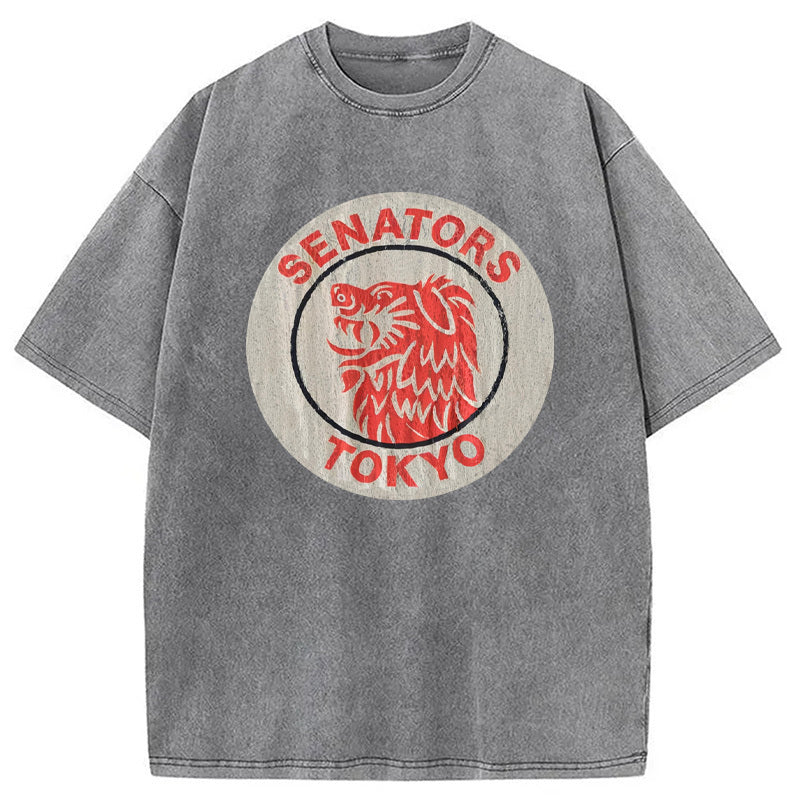 Tokyo Senators Washed T-Shirt Cool Urban Street Style Shirt Gifts For Besties - Gypsysystersgift