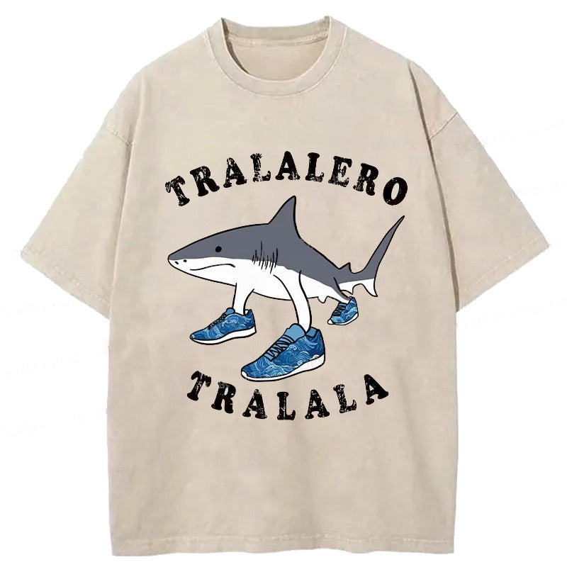 Tralalero Tralala Funny Washed T-Shirt Funny Graphic Gift For Friends Gifts For Brother - Gypsysystersgift