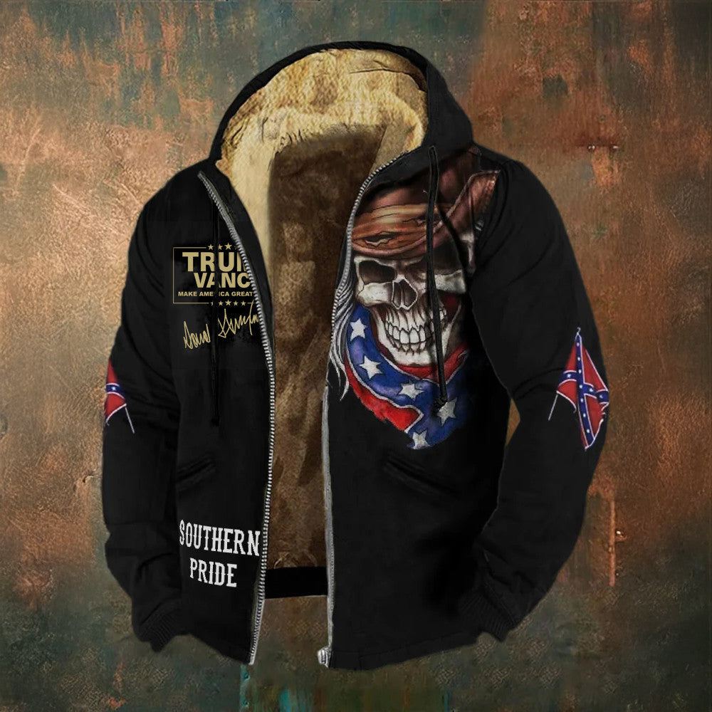 Trump Vance Make America Great Again Zip Hoodie Cowboy Skull Old Dixie Hoodie Southern Pride - Gypsysystersgift
