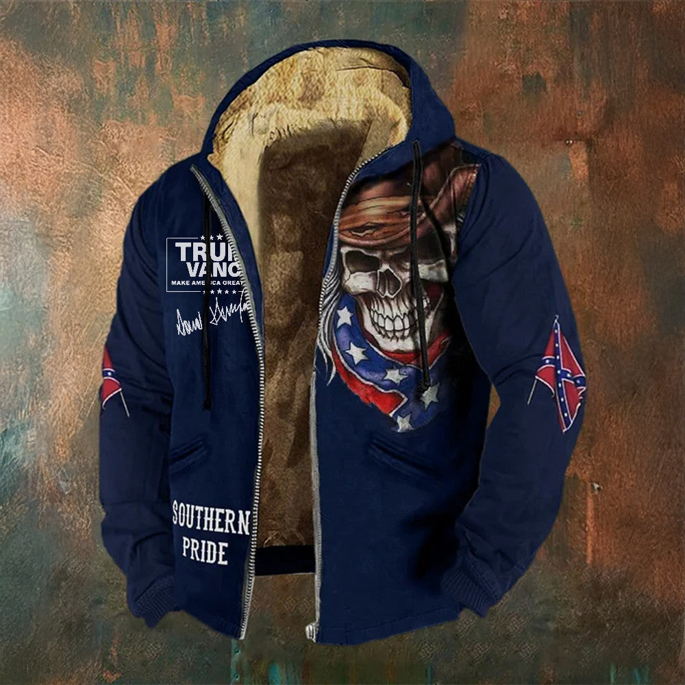 Trump Vance Make America Great Again Zip Hoodie Cowboy Skull Old Dixie Hoodie Southern Pride - Gypsysystersgift