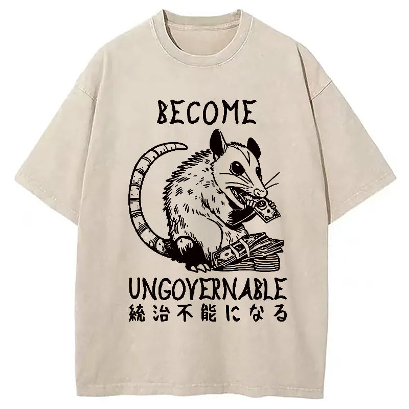 Ungovernable Opossum Washed T-Shirt Retro Humor Outfit Idea Gifts For Her - Gypsysystersgift