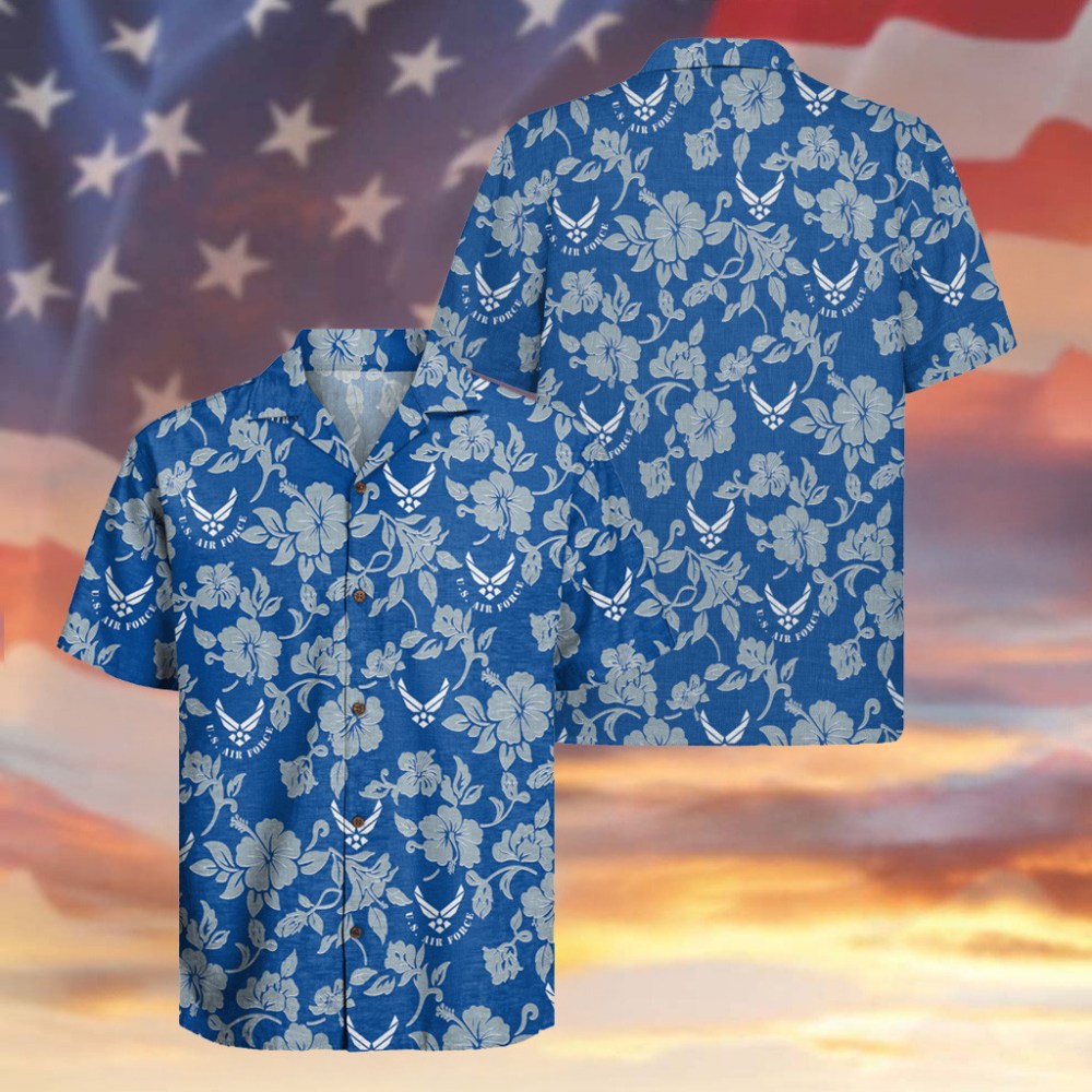 US Air Force Veteran Hawaiian Shirt Hibiscus Aloha Shirt Proud Veteran Gifts For Him - Famerry