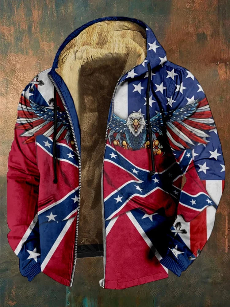US Eagle Old Dixie Zip Hoodie Vintage Southern Apparel Stars And Bars Hoodie Him Gifts - Gypsysystersgift