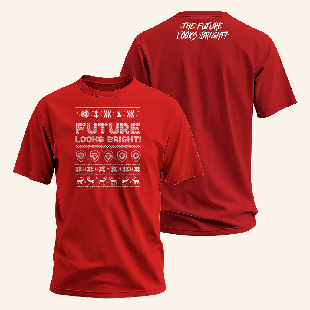 Valuetainment Merch Future Looks Bright Red Christmas T-Shirt Xmas Gifts For Him - Gypsysystersgift