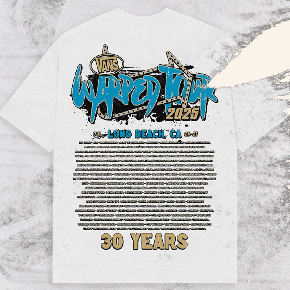 Vans Warped Merch Vans Warped Tour Long Beach Official Lineup White T-Shirt Gift For Music Fans - GypsysystersGift