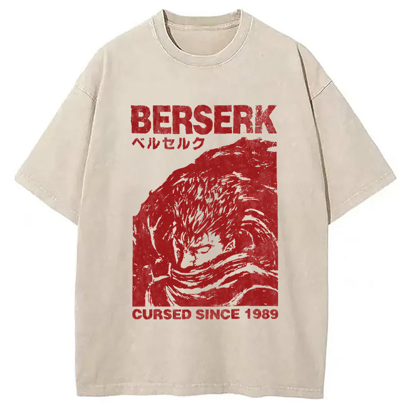Vintage Berserk Japanese Manga Washed T-Shirt Cool Urban Street Style Shirt Gifts For Her - Gypsysystersgift