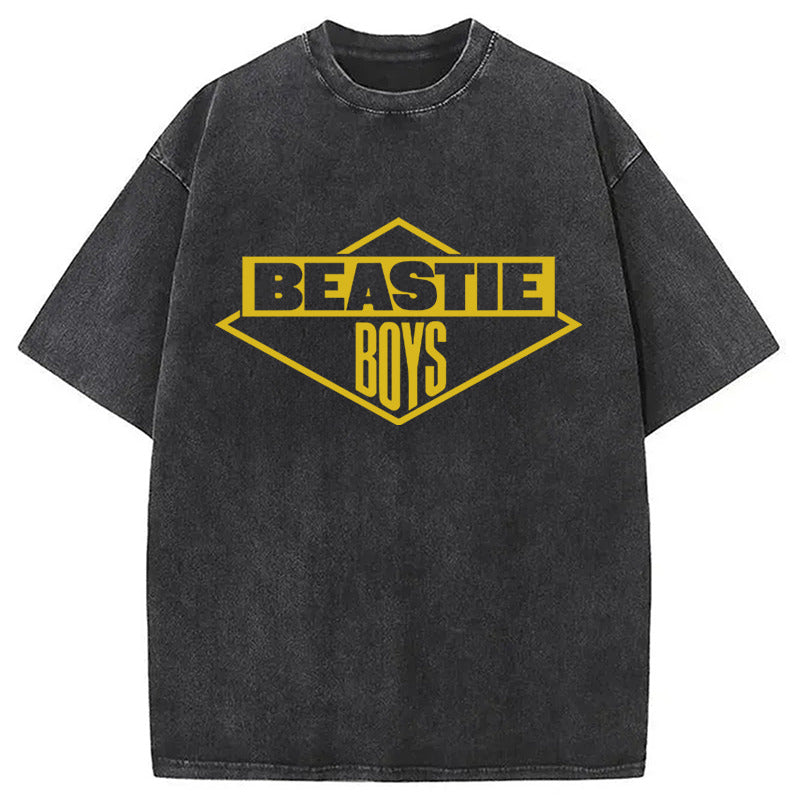Vintage Black Logo Beastie Boys Hiphop Washed T-Shirt Funny Graphic Gift For Friends Gifts For Him - Gypsysystersgift