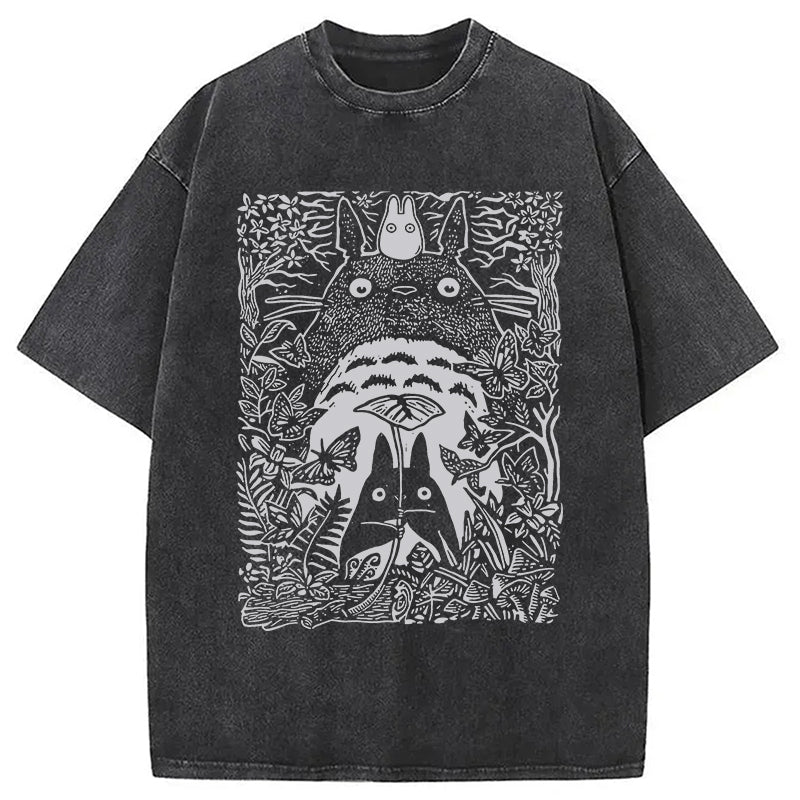Vintage Neighbor Totoro Washed T-Shirt Everyday Comfort Graphic Shirt Gifts For Her - Gypsysystersgift