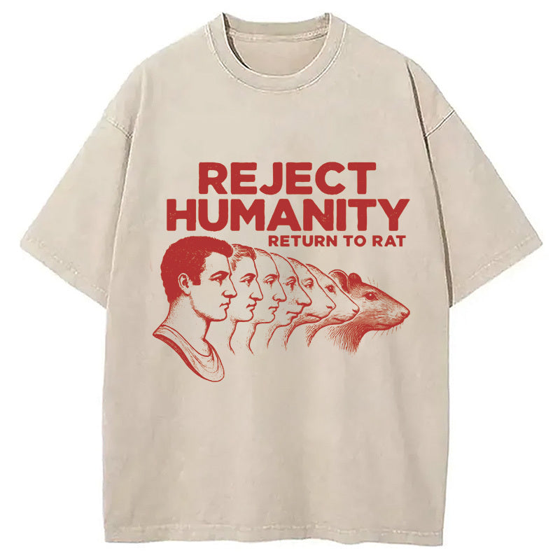Vintage Reject Humanity Rat Washed T-Shirt Cool Urban Street Style Shirt Gifts For BFF - Gypsysystersgift
