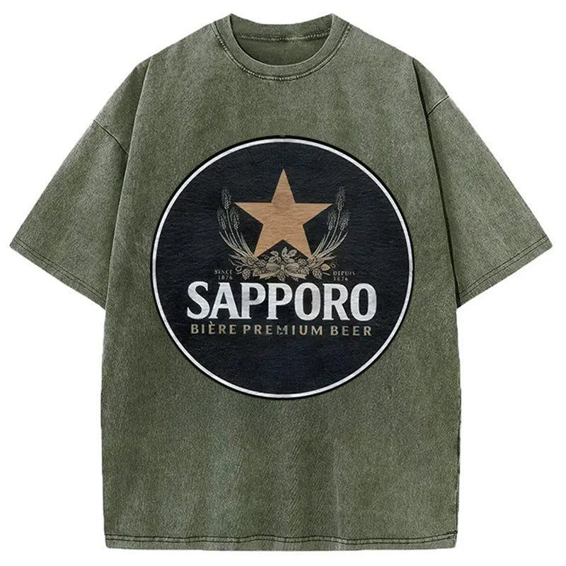 Vintage Star Beer Japanese Washed T-Shirt Funny Aesthetic Trendy Apparel Gifts For Her - Gypsysystersgift