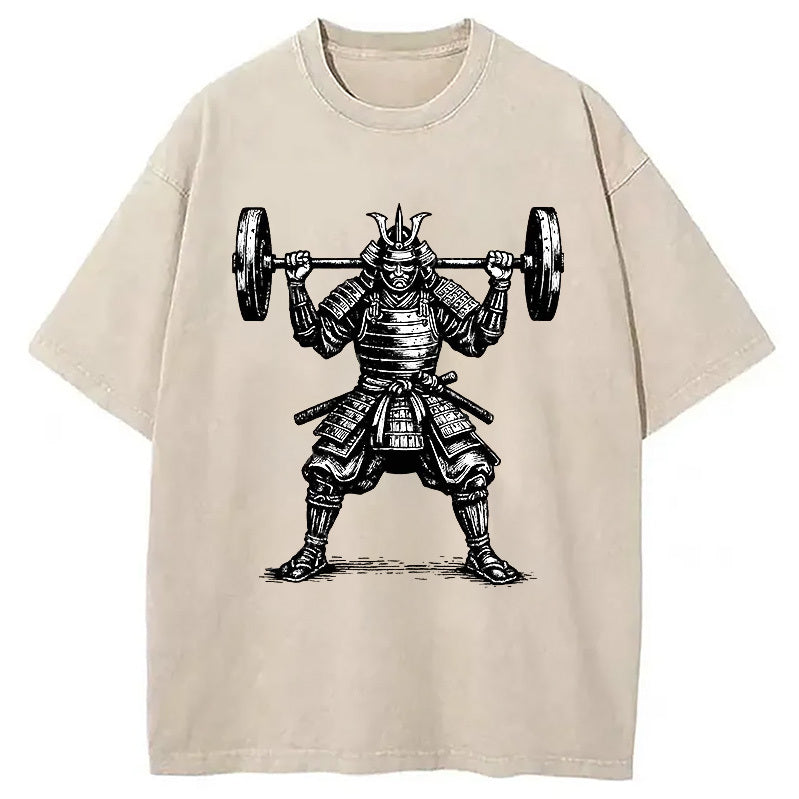Warrior Weightlifting Washed T-Shirt Retro Streetwear Graphic Top Gifts For Friends - Gypsysystersgift