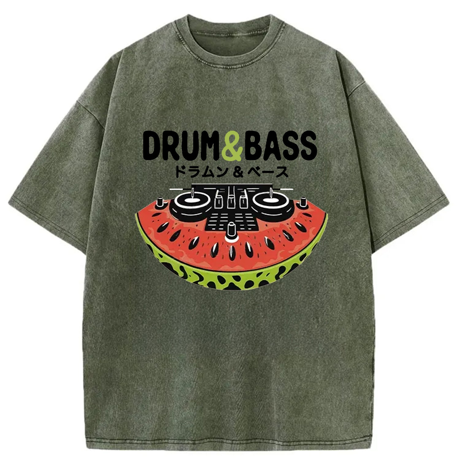 Watermelon Drum & Bass Washed T-Shirt Unique Aesthetic Fashion Tee Gifts For Besties - Gypsysystersgift