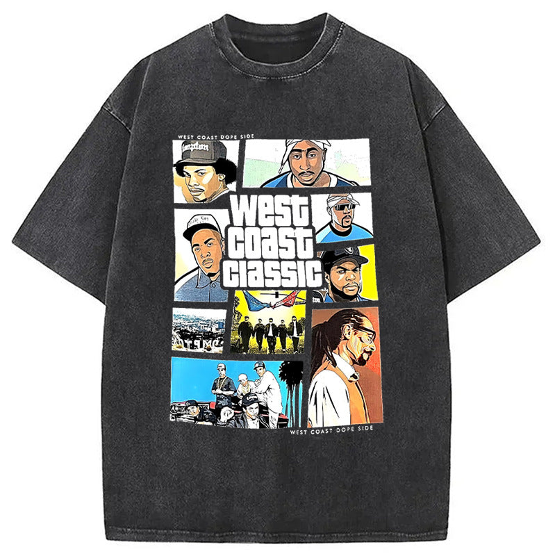 WEST COAST CLASSIC Washed T-Shirt Classic Graphic Fashion Tee Gifts For Him - Gypsysystersgift