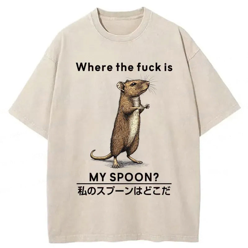 Where's My Spoon Washed T-Shirt Soft Cotton Daily Wear Tee Gifts For Her - Gypsysystersgift