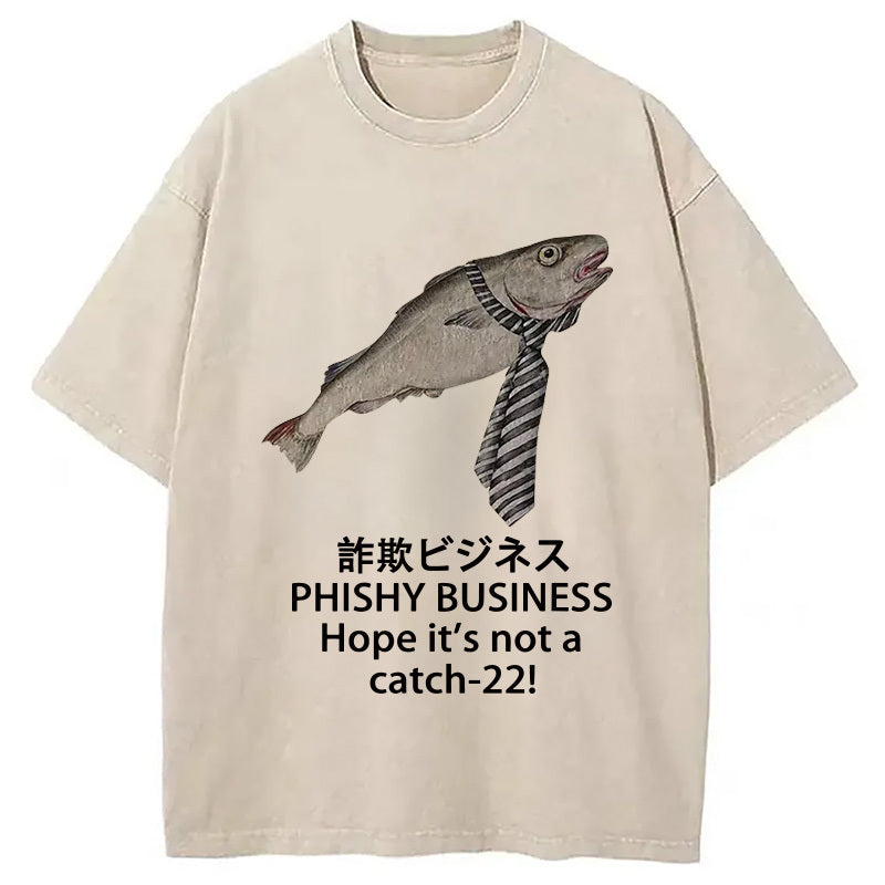 Working Fish Funny Washed T-Shirt Soft Comfortable Daily T Shirt Gifts For BFF - Gypsysystersgift