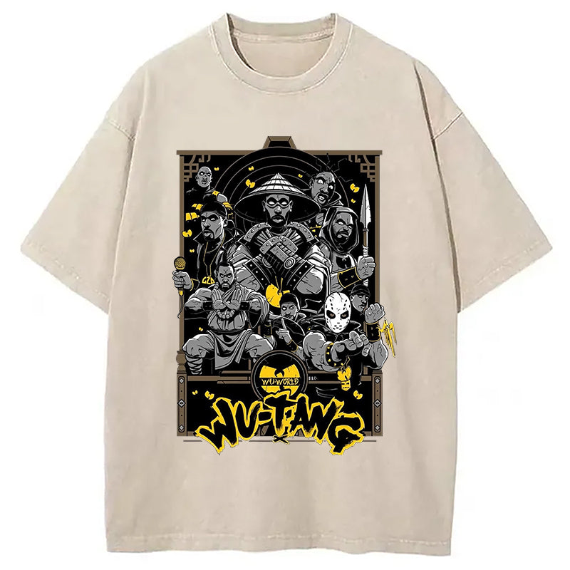 Wu Tang Mask Man Washed T-Shirt Soft Comfortable Daily T Shirt Gifts For Him - Gypsysystersgift