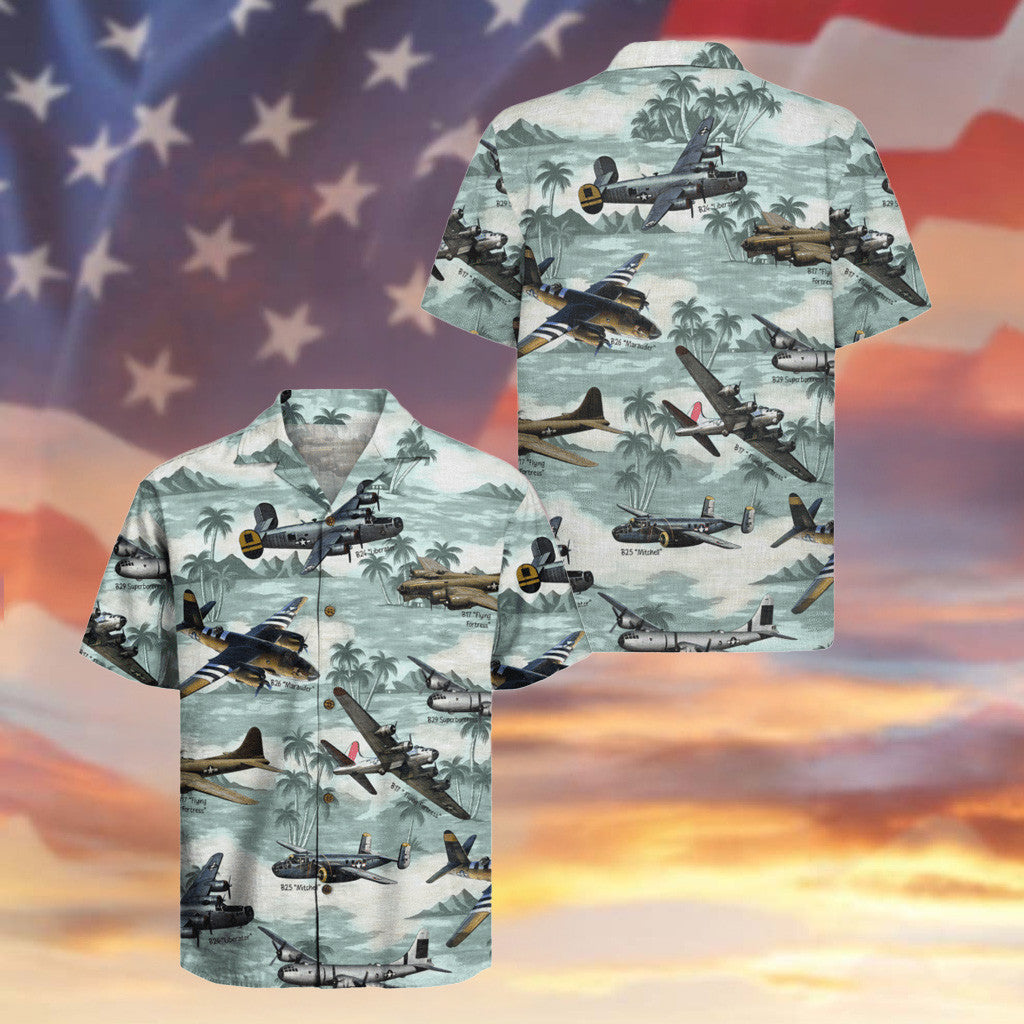 WWII Bomber Planes Veteran Hawaiian Shirt Military Tropical Clothes Gifts For Him - Famerry