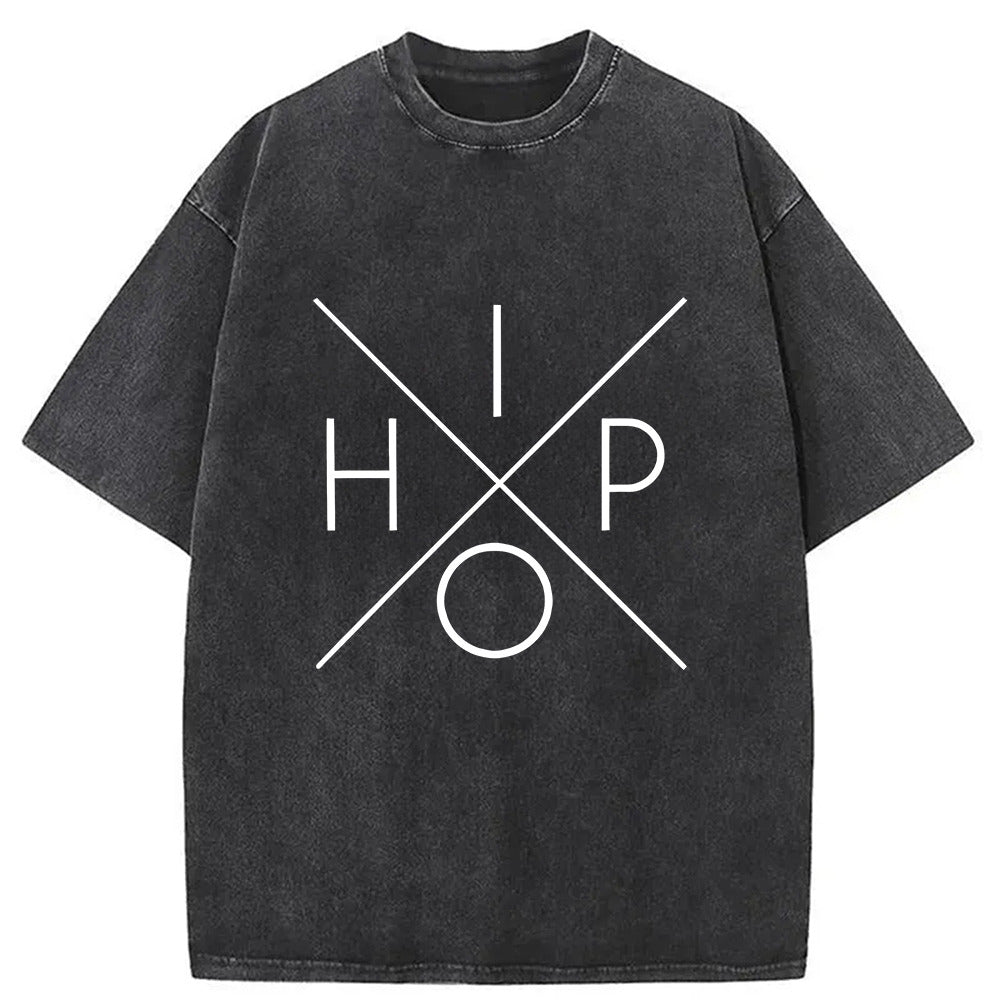 X Hip Hop Washed T-Shirt Retro Humor Graphic Top Gifts For Her - Gypsysystersgift