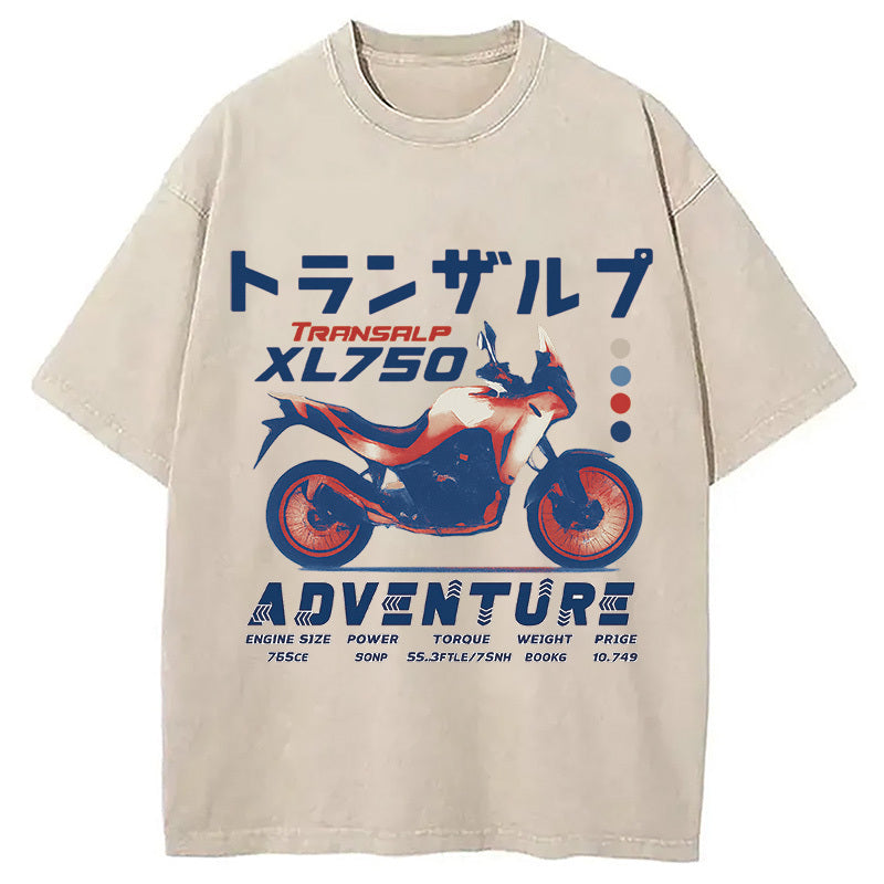 XL750 Transalp ADV Motorcycle Japanese Washed T-Shirt Unisex Streetwear Graphic Style Gifts For Her - Gypsysystersgift