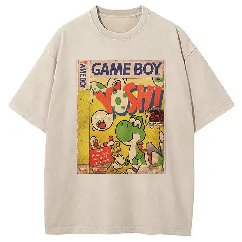 Yoshi GameBoy Vintage Washed T-Shirt Trendy Aesthetic Graphic Apparel Gifts For Him - Gypsysystersgift