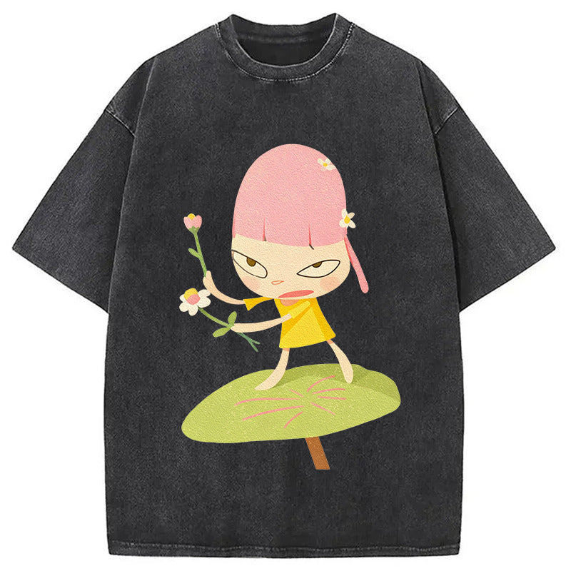 Yoshitomo Nara Unique Washed T-Shirt Funny Graphic Gift For Friends Gifts For Her - Gypsysystersgift