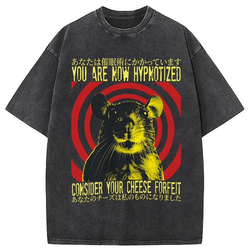 You Are Now Hypnotized Rat Japanese Washed T-Shirt Retro Streetwear Graphic Top Gifts For Him - Gypsysystersgift