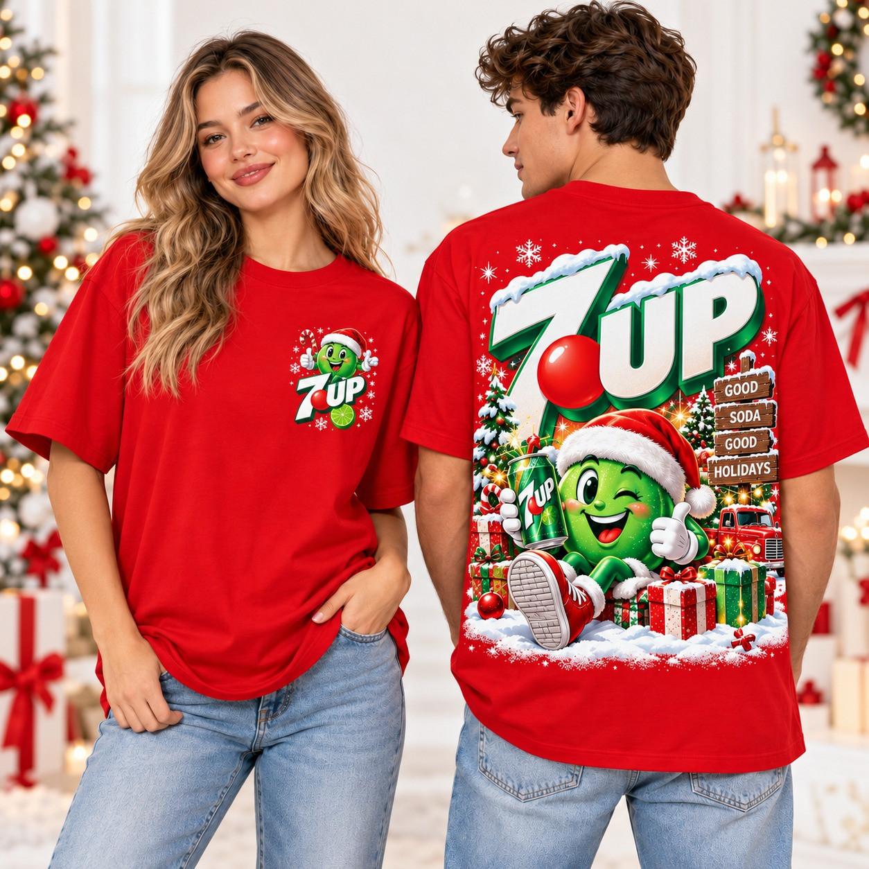7up Soda Santa Christmas Merch T-Shirt Festive Holiday Outfit Gift Ideas - Gypsysystersgift