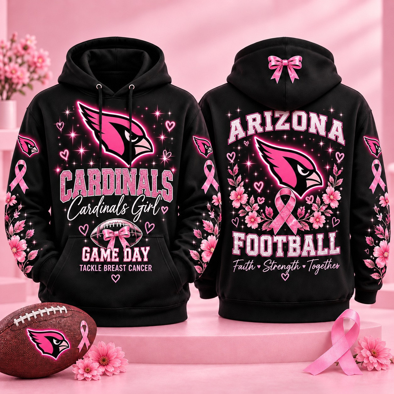Arizona Football x Breast Cancer Awareness Hoodie Breast Cancer Survivor Clothing Gift Guide - Gypsysystersgift
